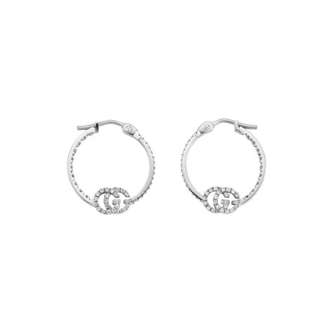 gucci running g 18ct white gold diamond drop earrings|GG Running studs with diamonds in 18k white gold .